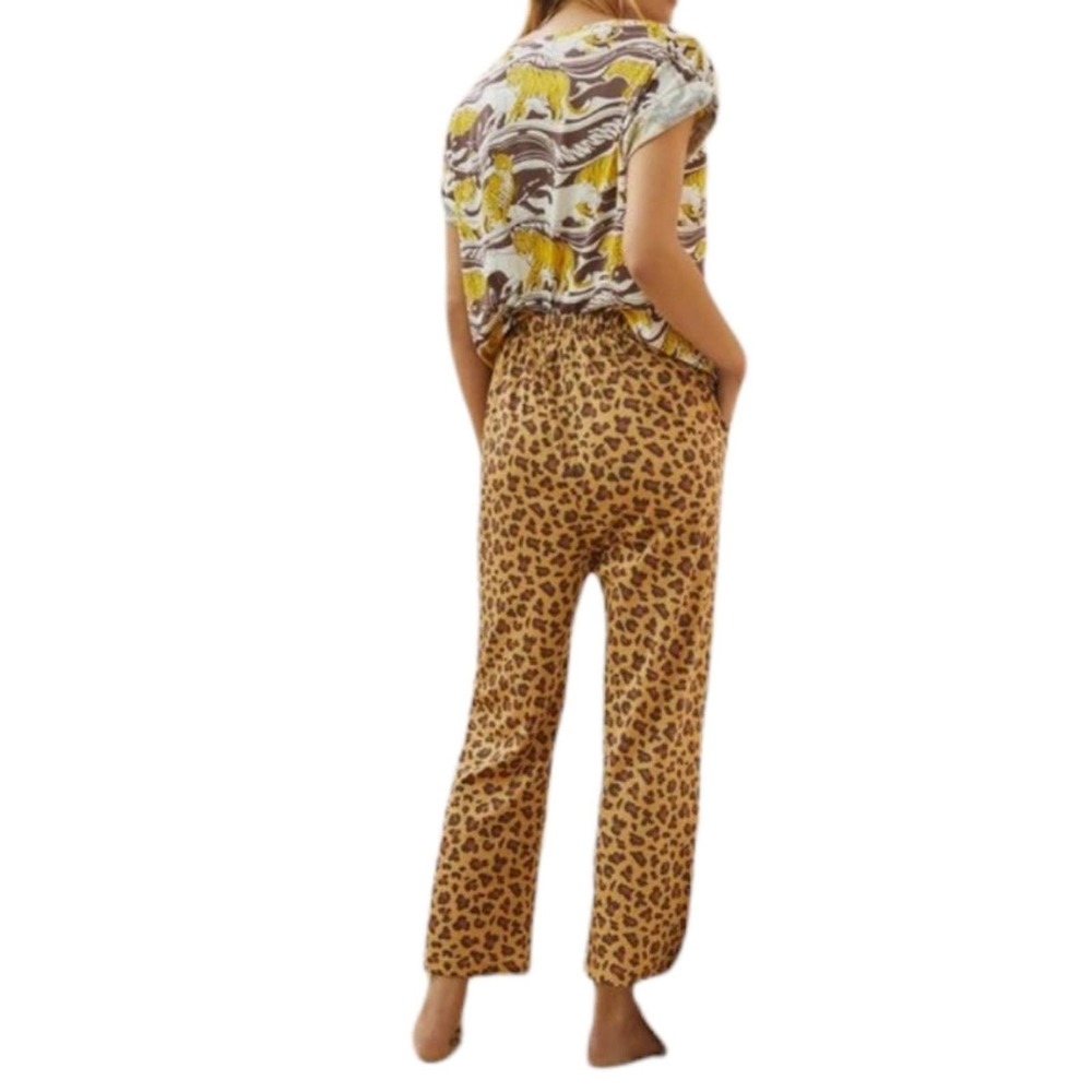 NWT Anthropologie Leopard Print Comfy Pajama Pants Size SP